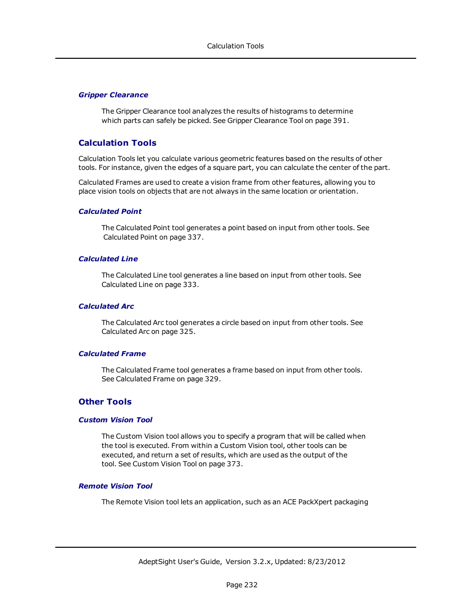 Calculation tools, Other tools | Adept AdeptSight User Guide User Manual | Page 232 / 646