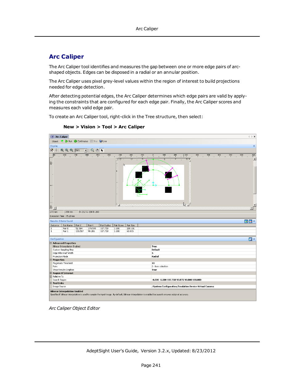 Arc caliper | Adept AdeptSight User Guide User Manual | Page 241 / 646