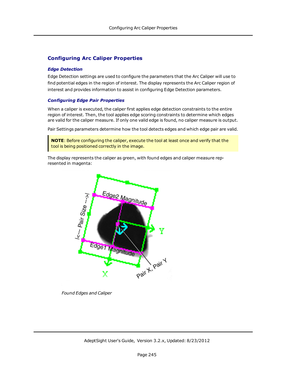 Configuring arc caliper properties, Configuring arc caliper properties on | Adept AdeptSight User Guide User Manual | Page 245 / 646