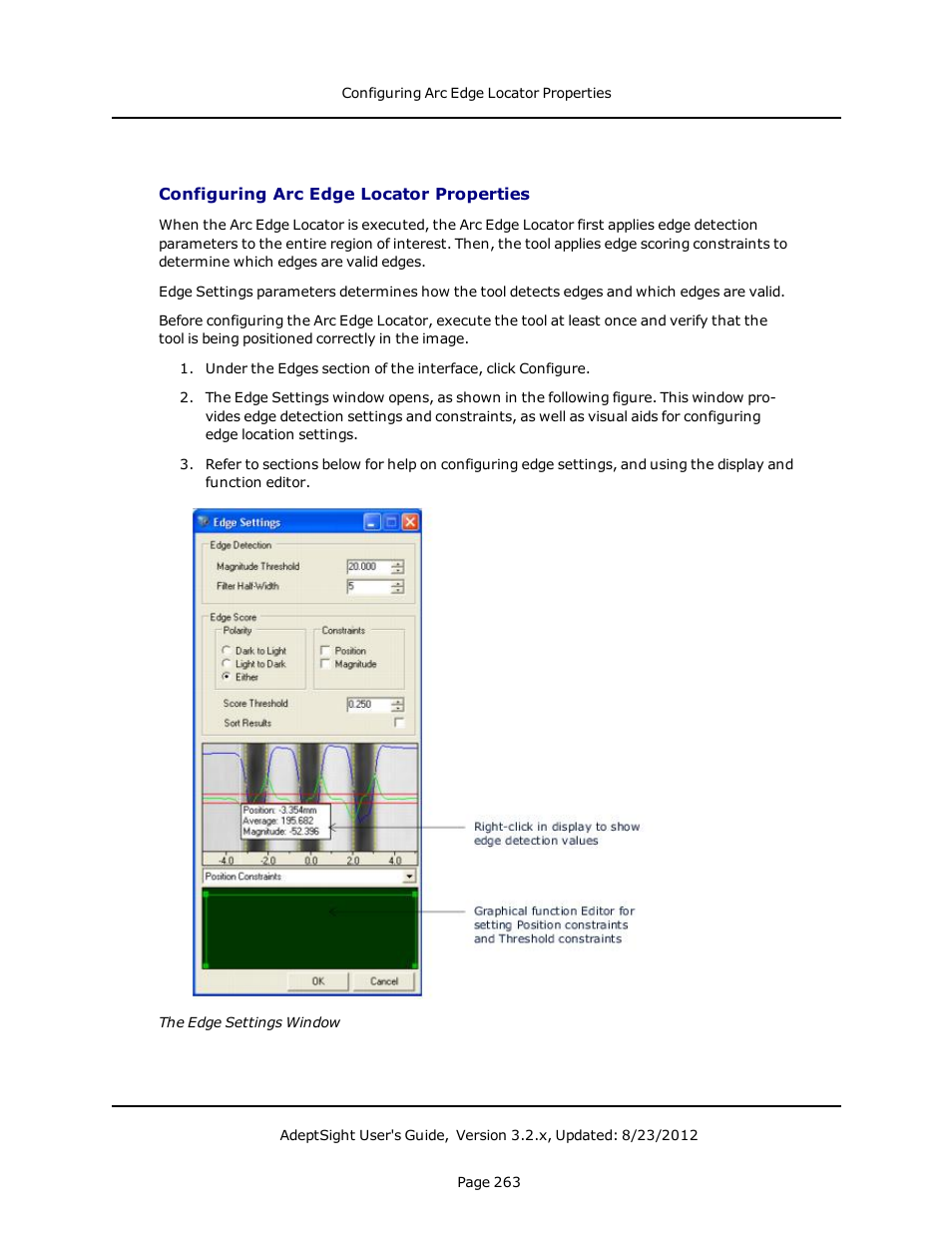 Configuring arc edge locator properties | Adept AdeptSight User Guide User Manual | Page 263 / 646