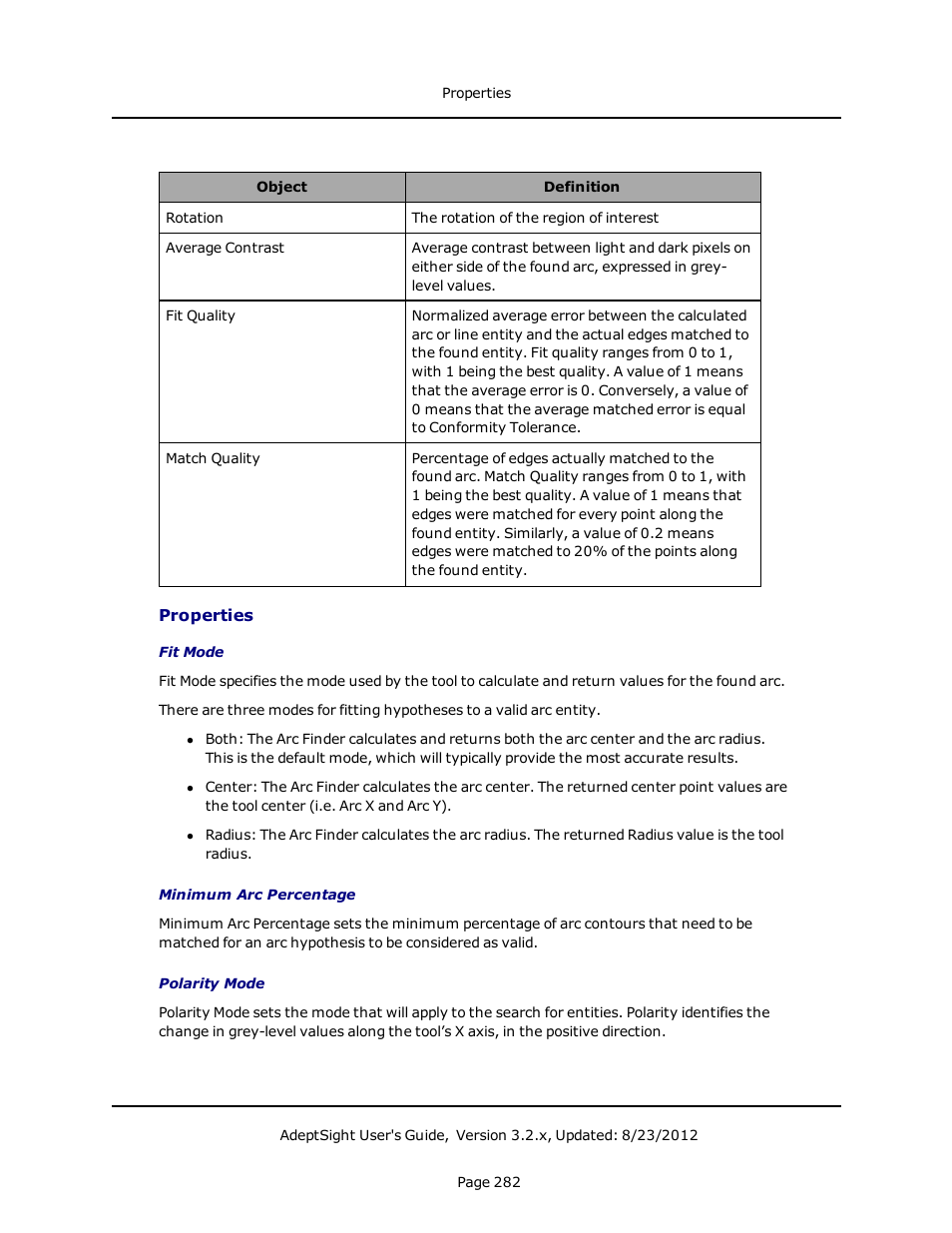 Properties | Adept AdeptSight User Guide User Manual | Page 282 / 646