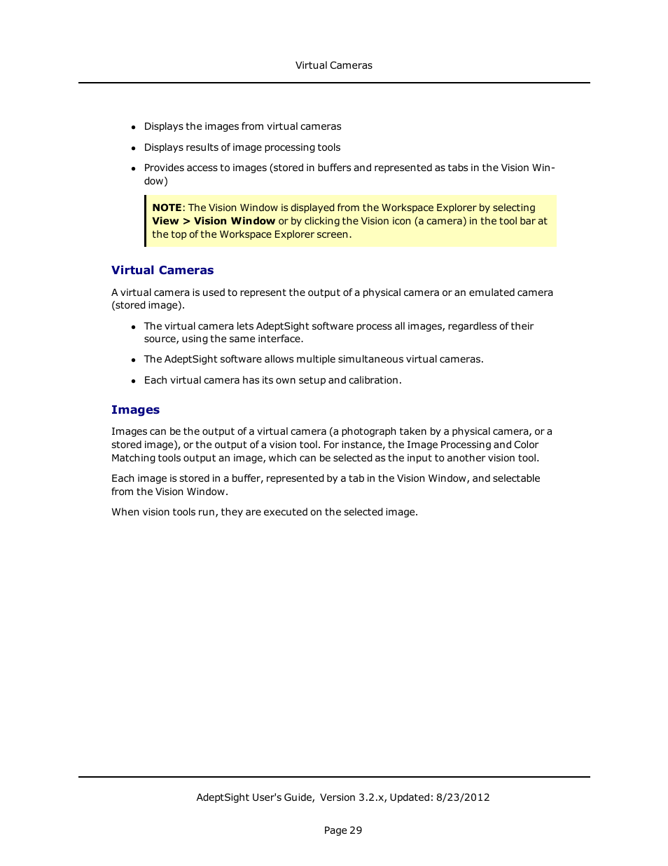 Virtual cameras, Images | Adept AdeptSight User Guide User Manual | Page 29 / 646