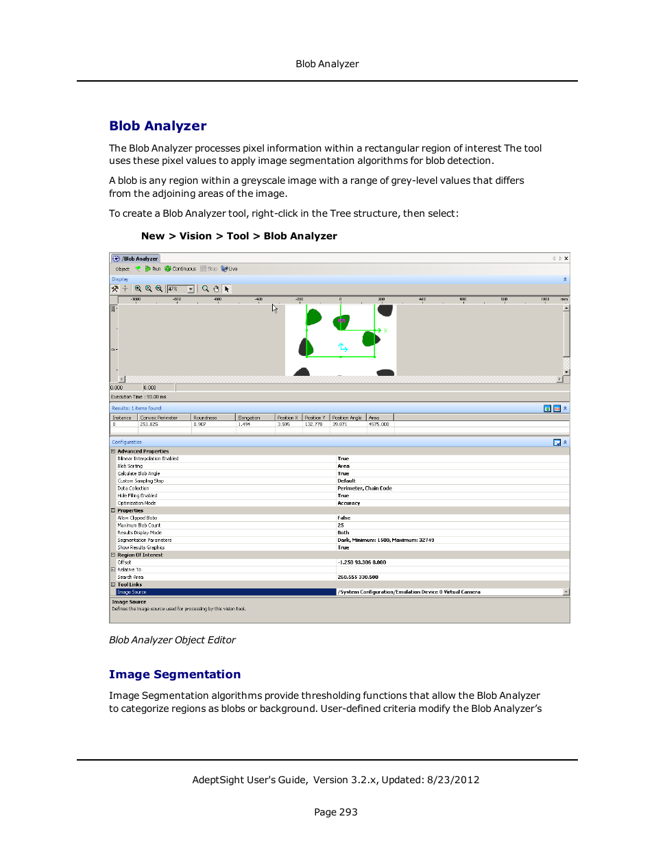 Blob analyzer, Image segmentation | Adept AdeptSight User Guide User Manual | Page 293 / 646