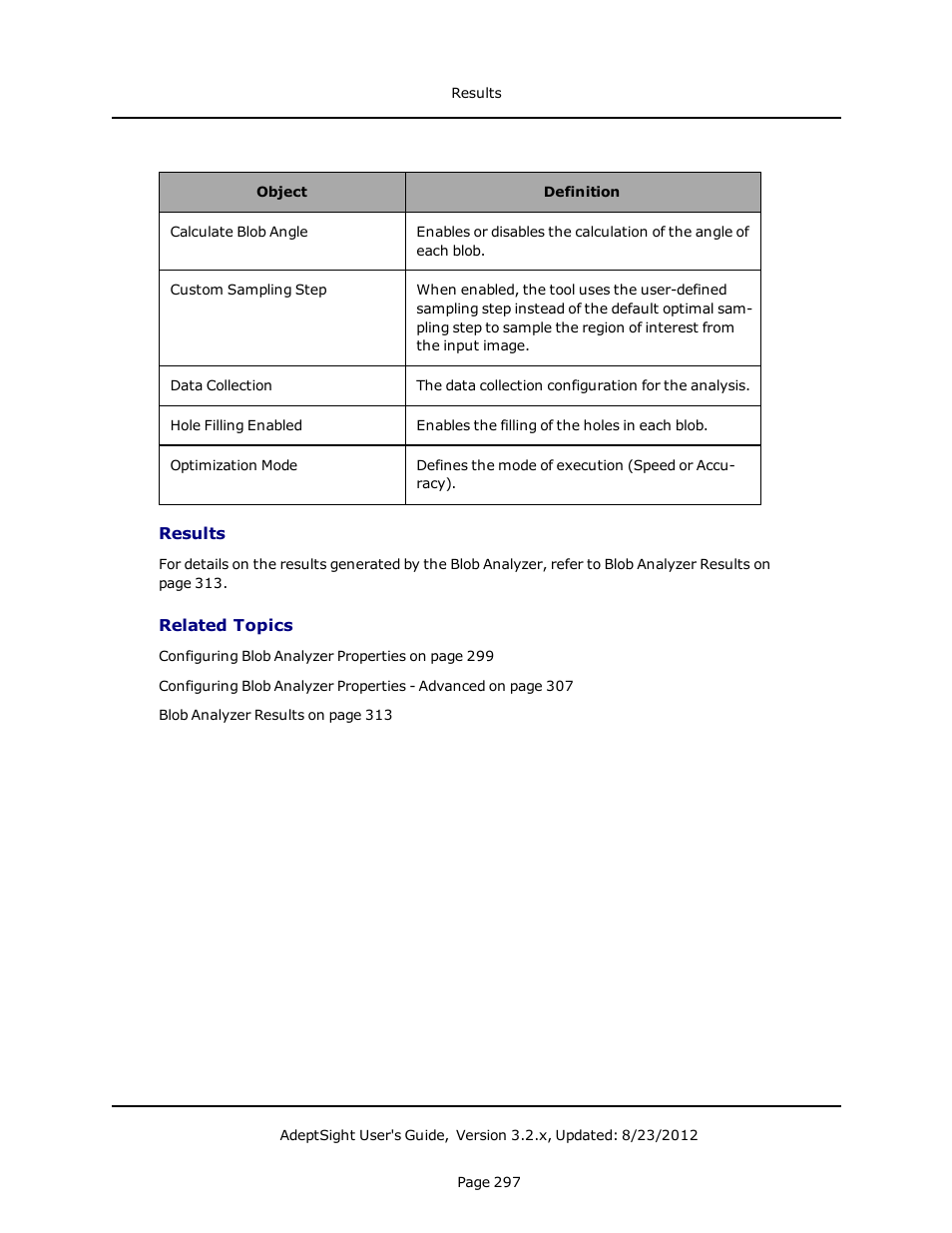 Results, Related topics | Adept AdeptSight User Guide User Manual | Page 297 / 646