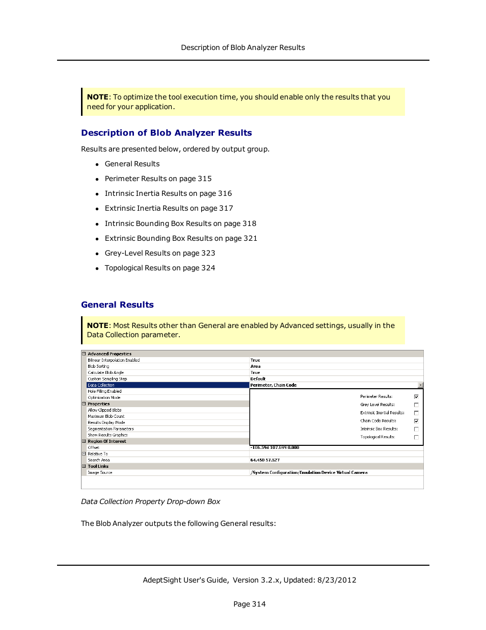 Description of blob analyzer results, General results | Adept AdeptSight User Guide User Manual | Page 314 / 646