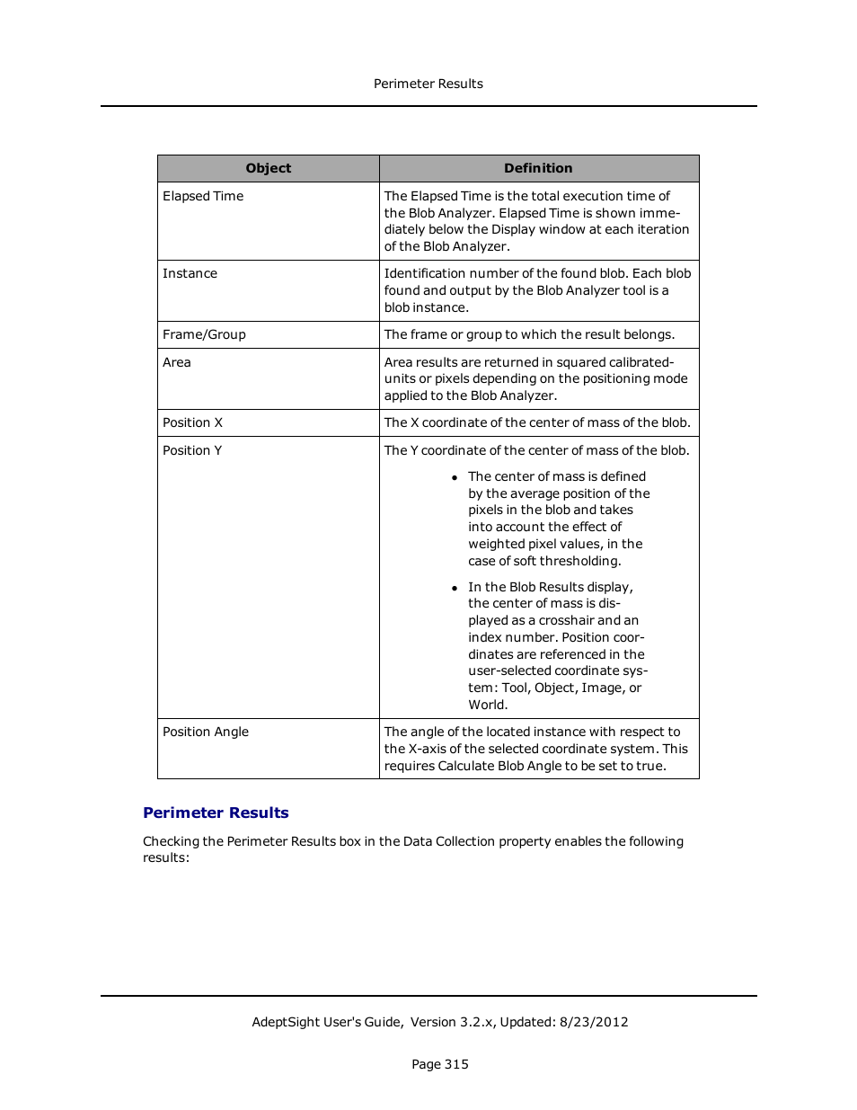 Perimeter results | Adept AdeptSight User Guide User Manual | Page 315 / 646