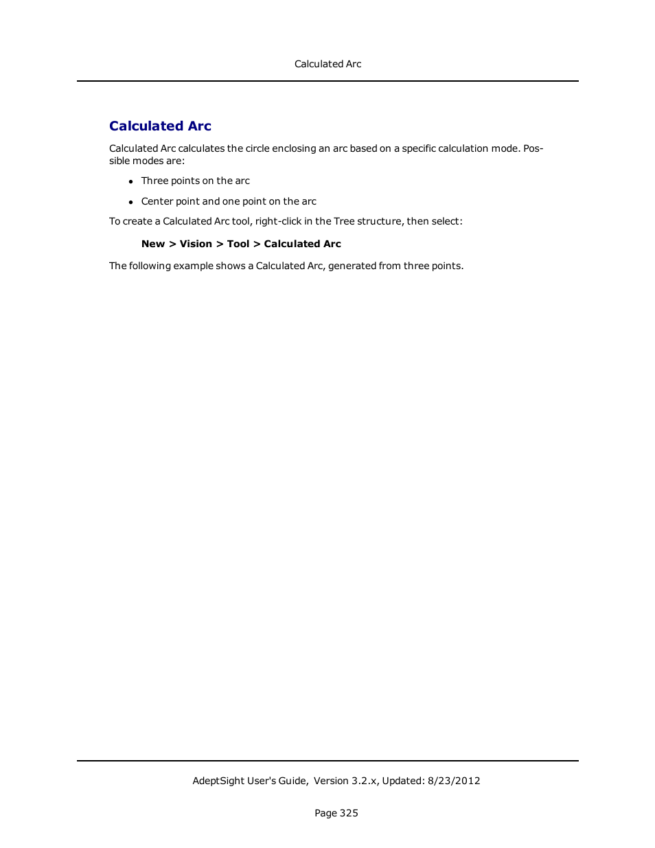 Calculated arc | Adept AdeptSight User Guide User Manual | Page 325 / 646