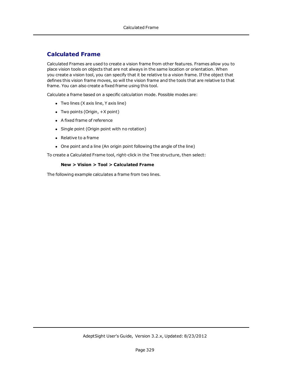 Calculated frame | Adept AdeptSight User Guide User Manual | Page 329 / 646