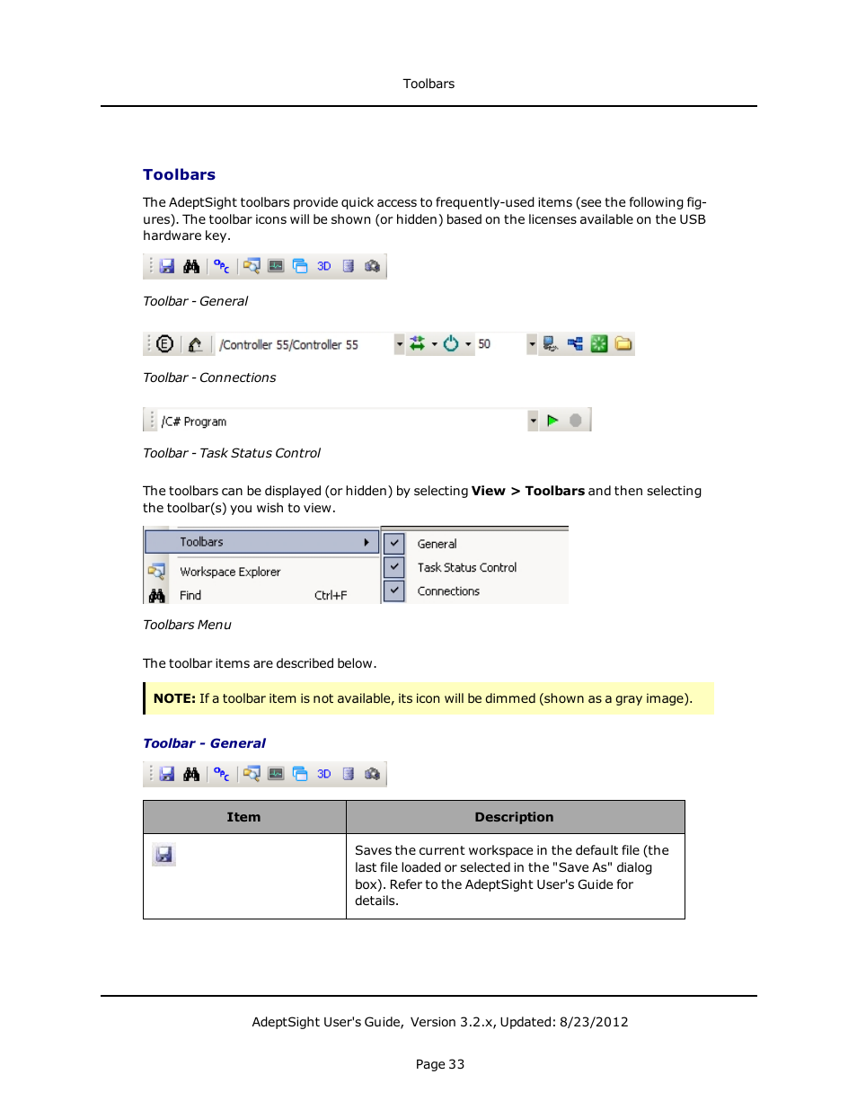 Toolbars | Adept AdeptSight User Guide User Manual | Page 33 / 646