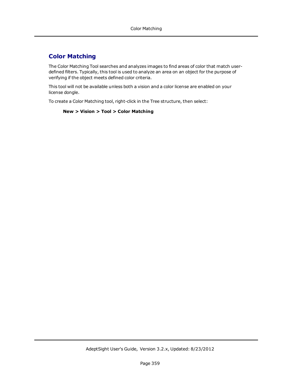 Color matching | Adept AdeptSight User Guide User Manual | Page 359 / 646