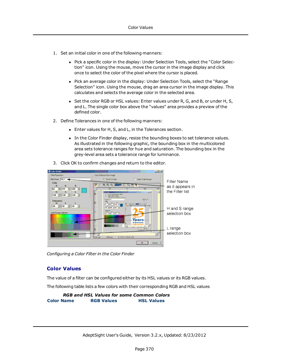 Color values | Adept AdeptSight User Guide User Manual | Page 370 / 646