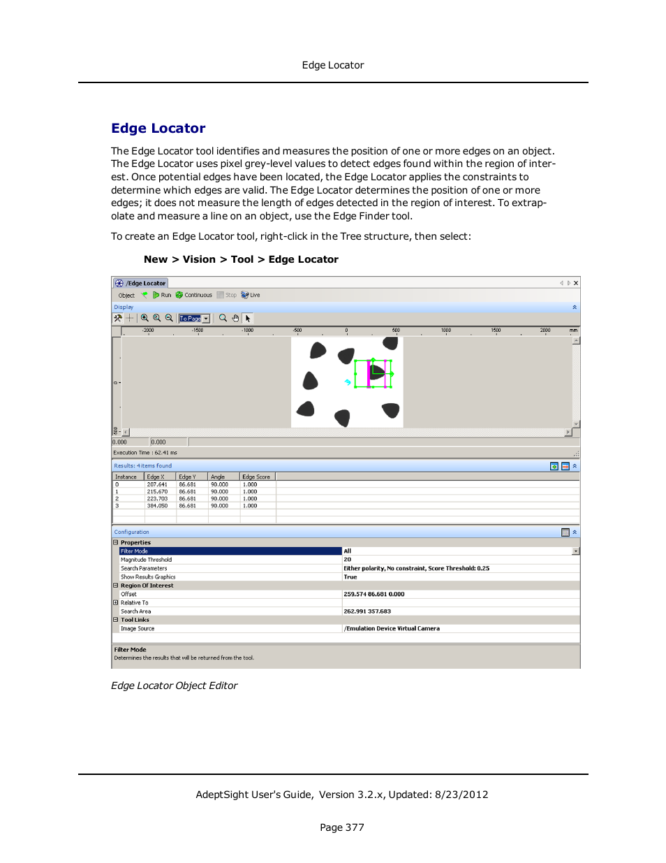 Edge locator | Adept AdeptSight User Guide User Manual | Page 377 / 646