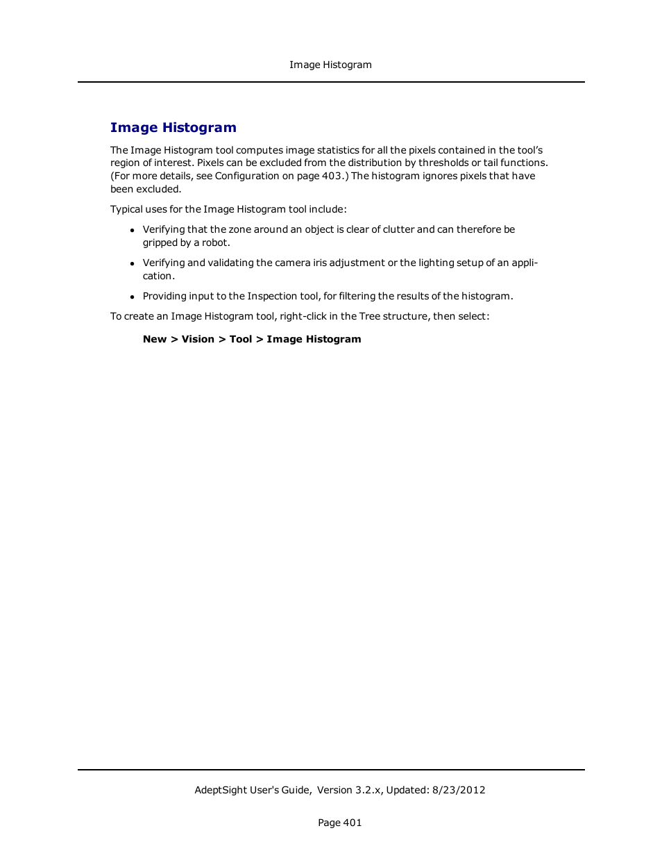 Image histogram | Adept AdeptSight User Guide User Manual | Page 401 / 646