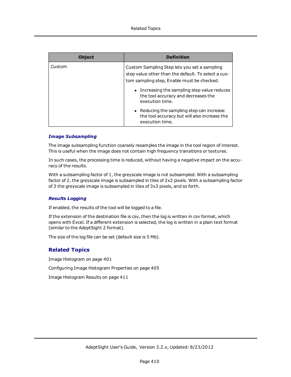 Related topics | Adept AdeptSight User Guide User Manual | Page 410 / 646