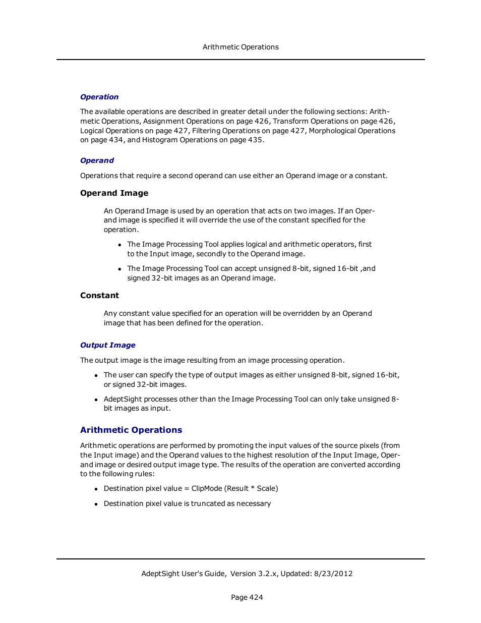 Arithmetic operations | Adept AdeptSight User Guide User Manual | Page 424 / 646