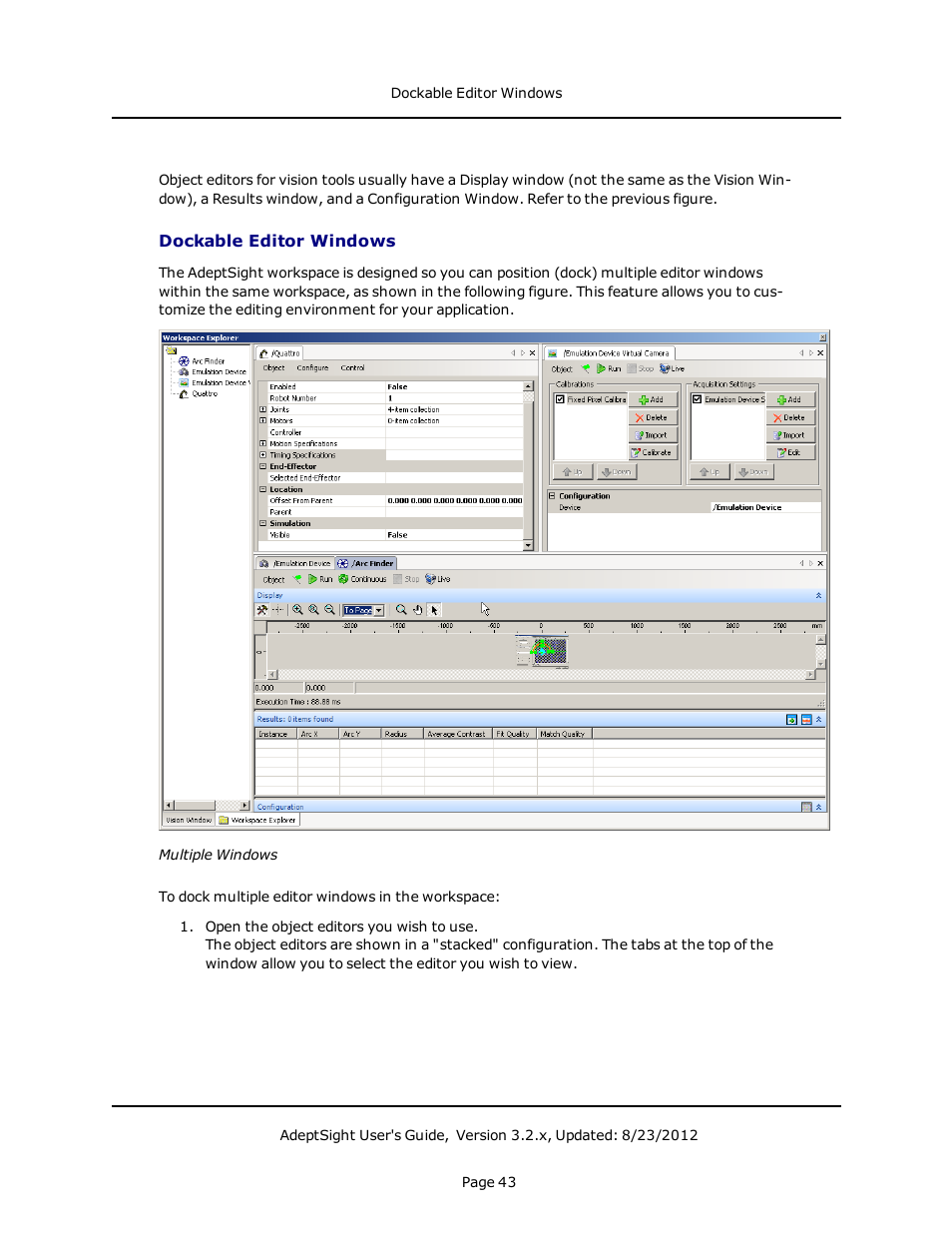 Dockable editor windows | Adept AdeptSight User Guide User Manual | Page 43 / 646