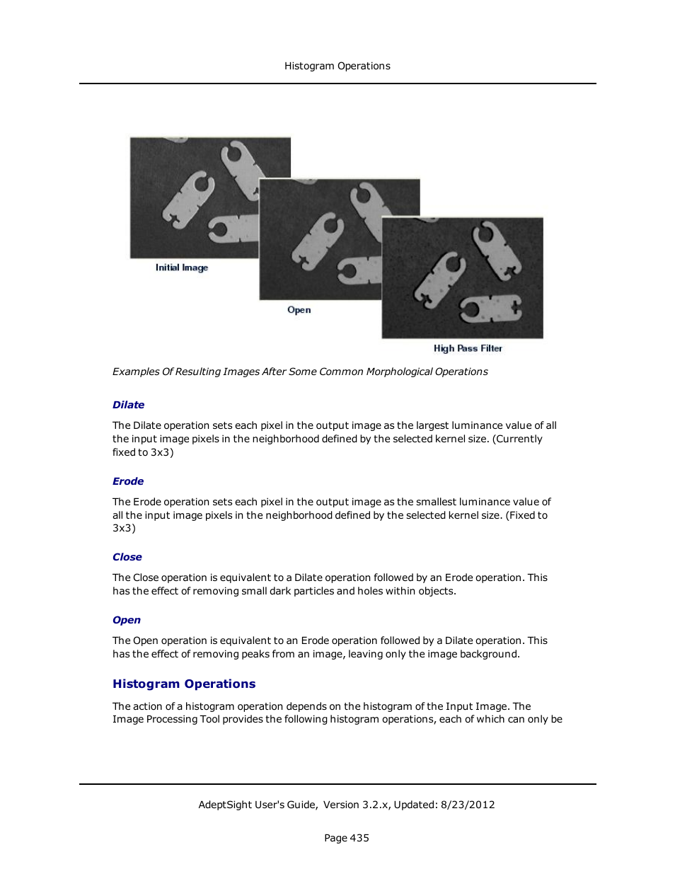 Histogram operations | Adept AdeptSight User Guide User Manual | Page 435 / 646