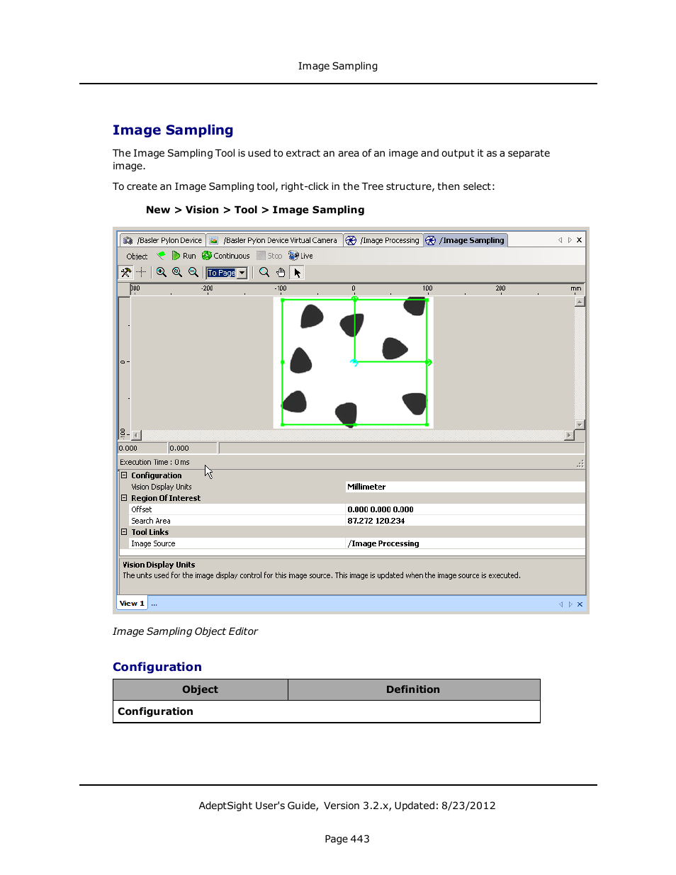 Image sampling, Configuration | Adept AdeptSight User Guide User Manual | Page 443 / 646