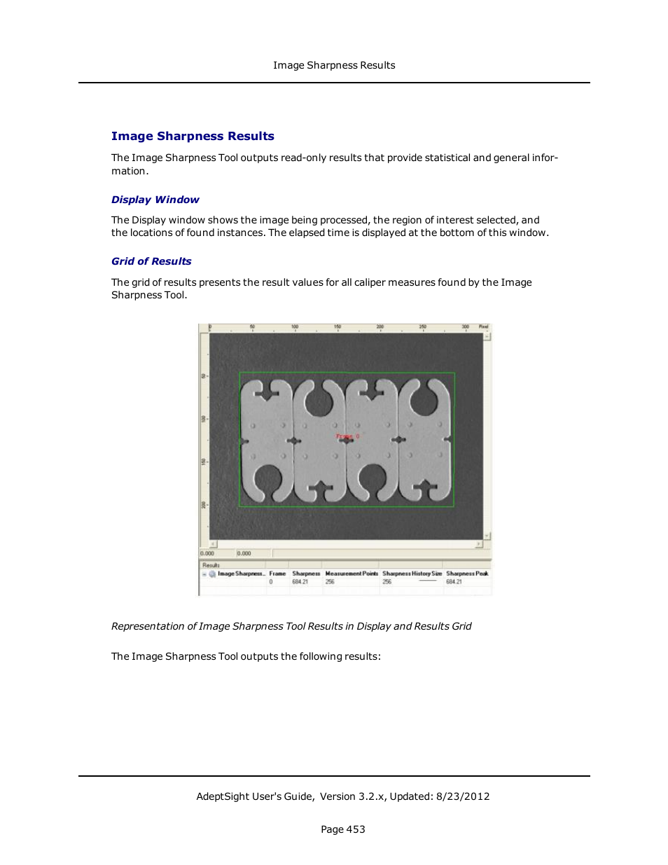 Image sharpness results | Adept AdeptSight User Guide User Manual | Page 453 / 646