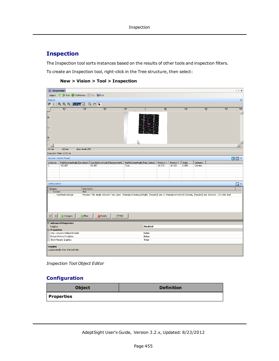 Inspection, Configuration | Adept AdeptSight User Guide User Manual | Page 455 / 646