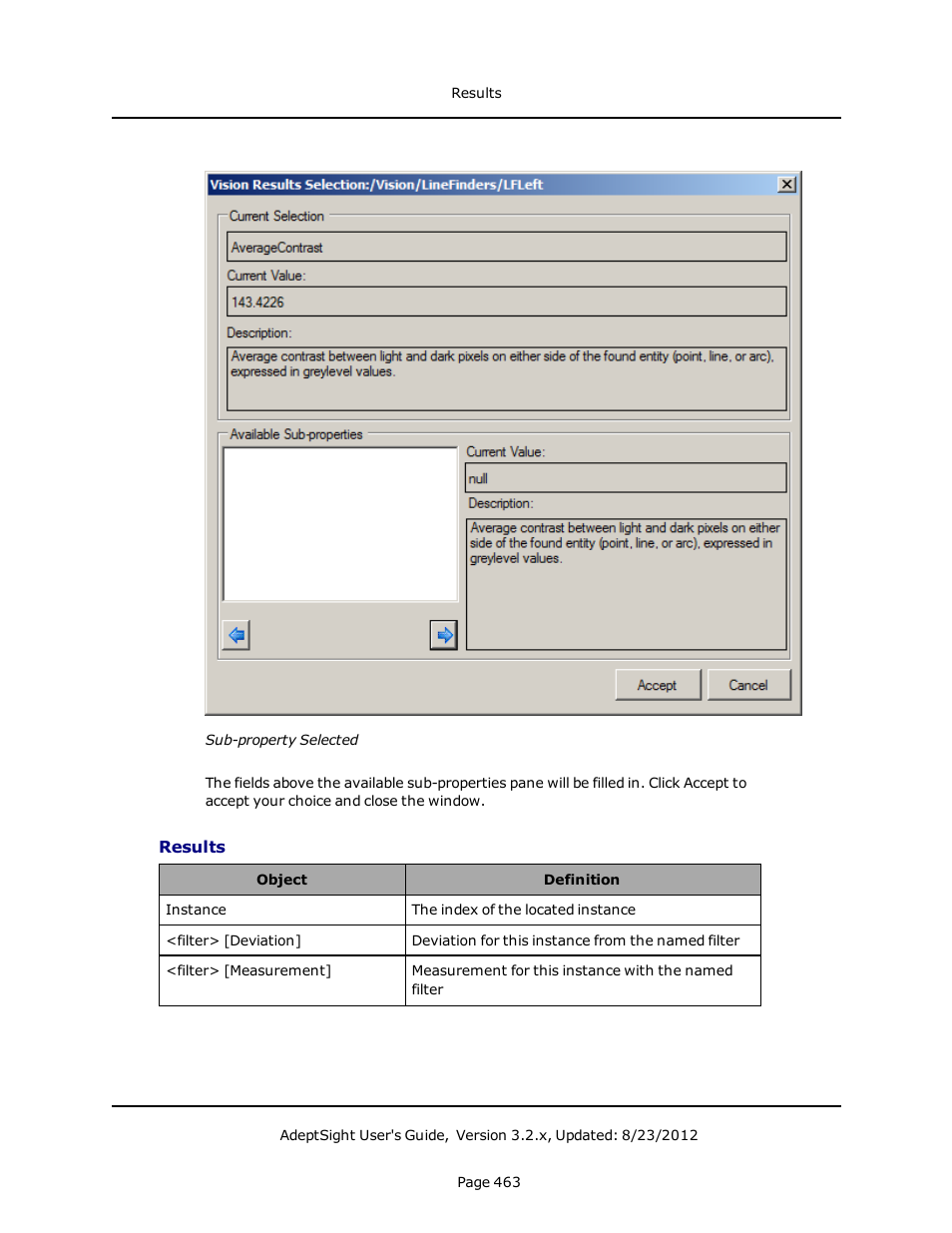 Results | Adept AdeptSight User Guide User Manual | Page 463 / 646