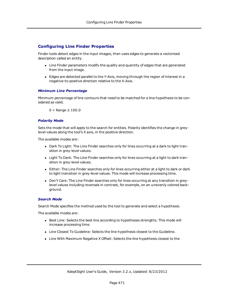 Configuring line finder properties | Adept AdeptSight User Guide User Manual | Page 471 / 646