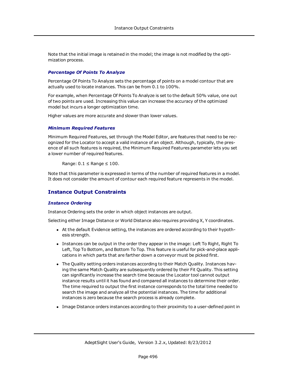 Instance output constraints | Adept AdeptSight User Guide User Manual | Page 496 / 646