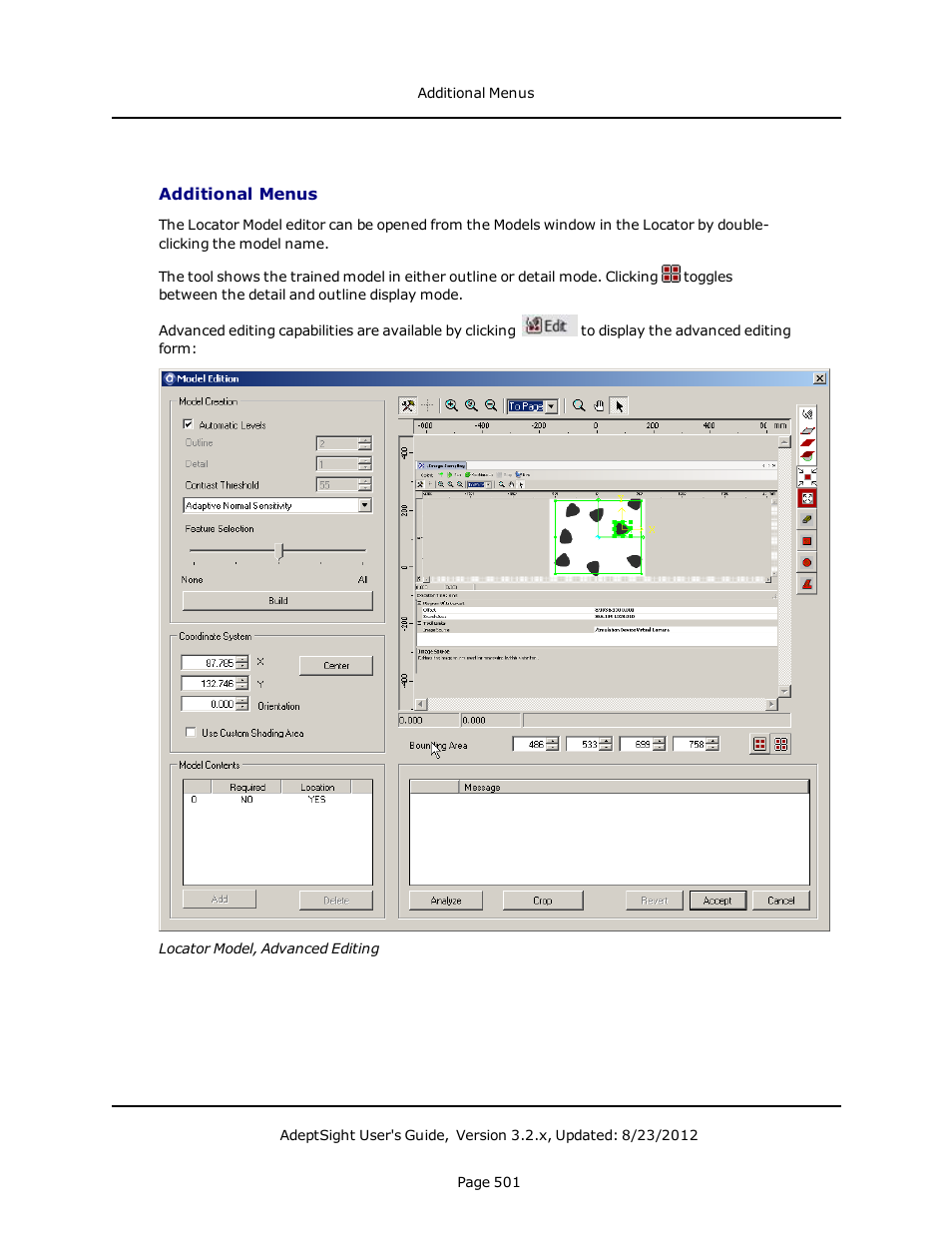 Additional menus | Adept AdeptSight User Guide User Manual | Page 501 / 646