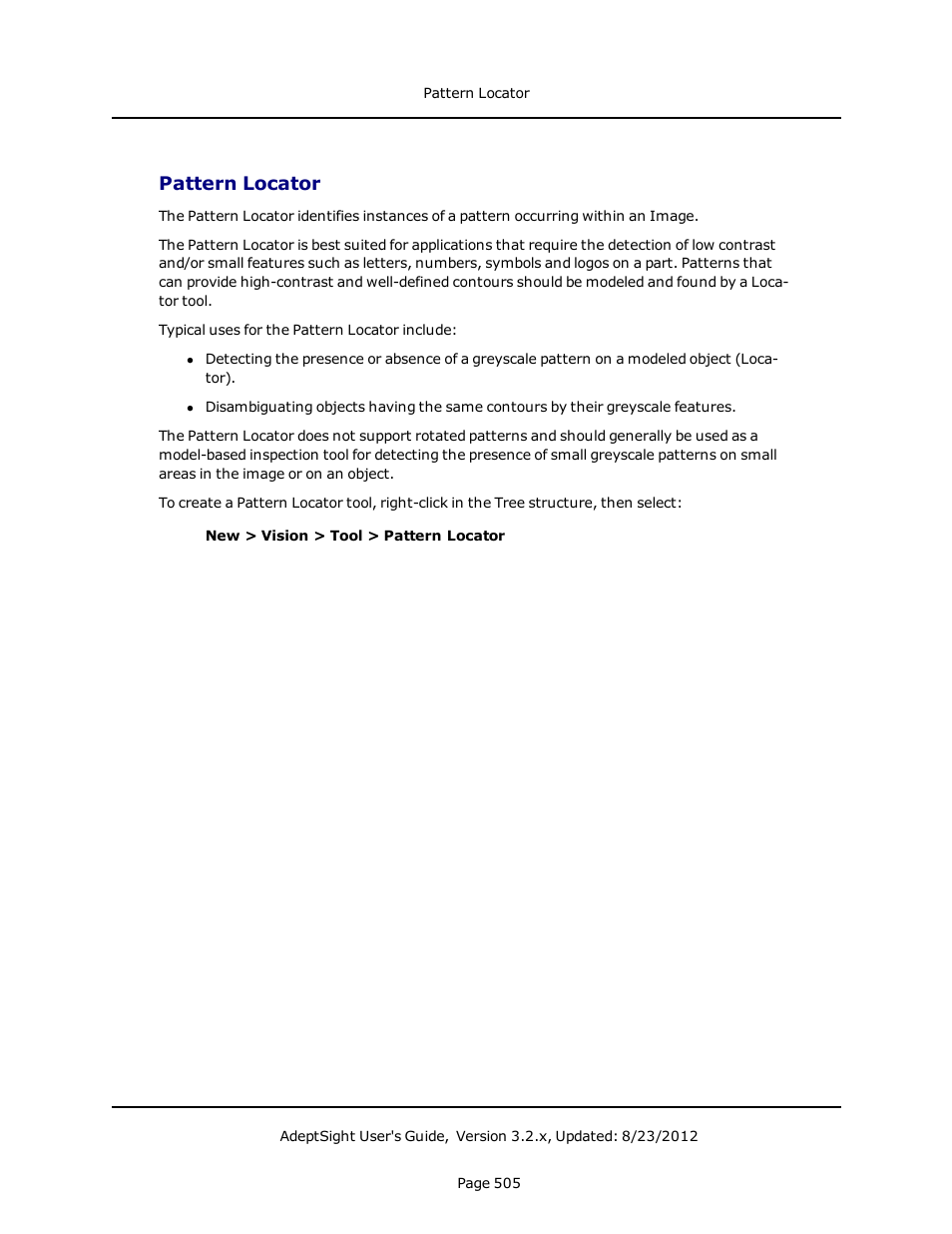 Pattern locator | Adept AdeptSight User Guide User Manual | Page 505 / 646