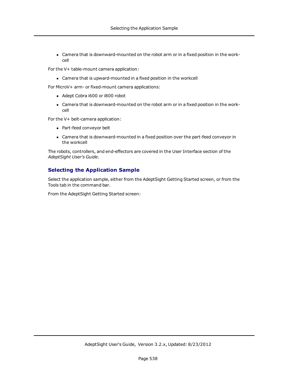 Selecting the application sample | Adept AdeptSight User Guide User Manual | Page 538 / 646