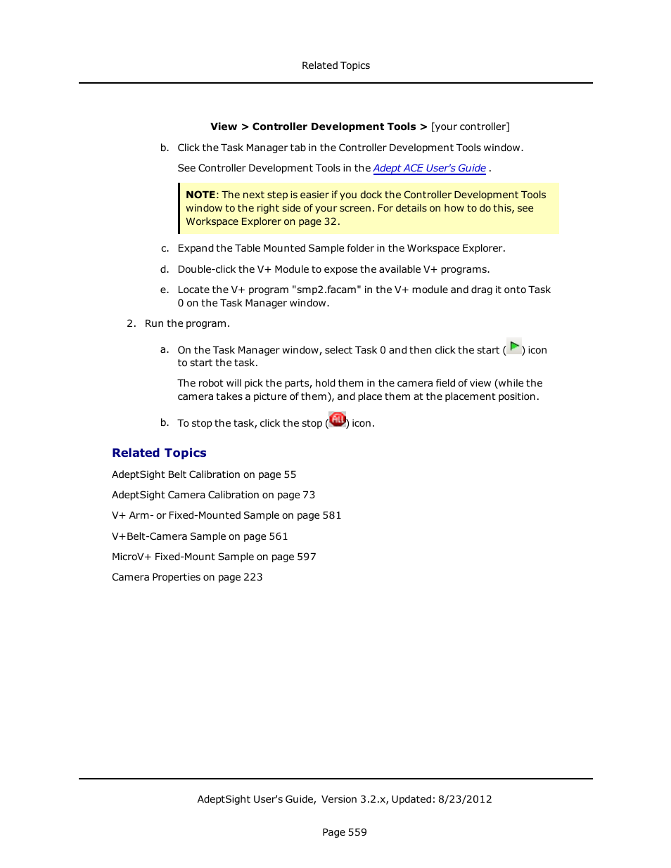 Related topics | Adept AdeptSight User Guide User Manual | Page 559 / 646