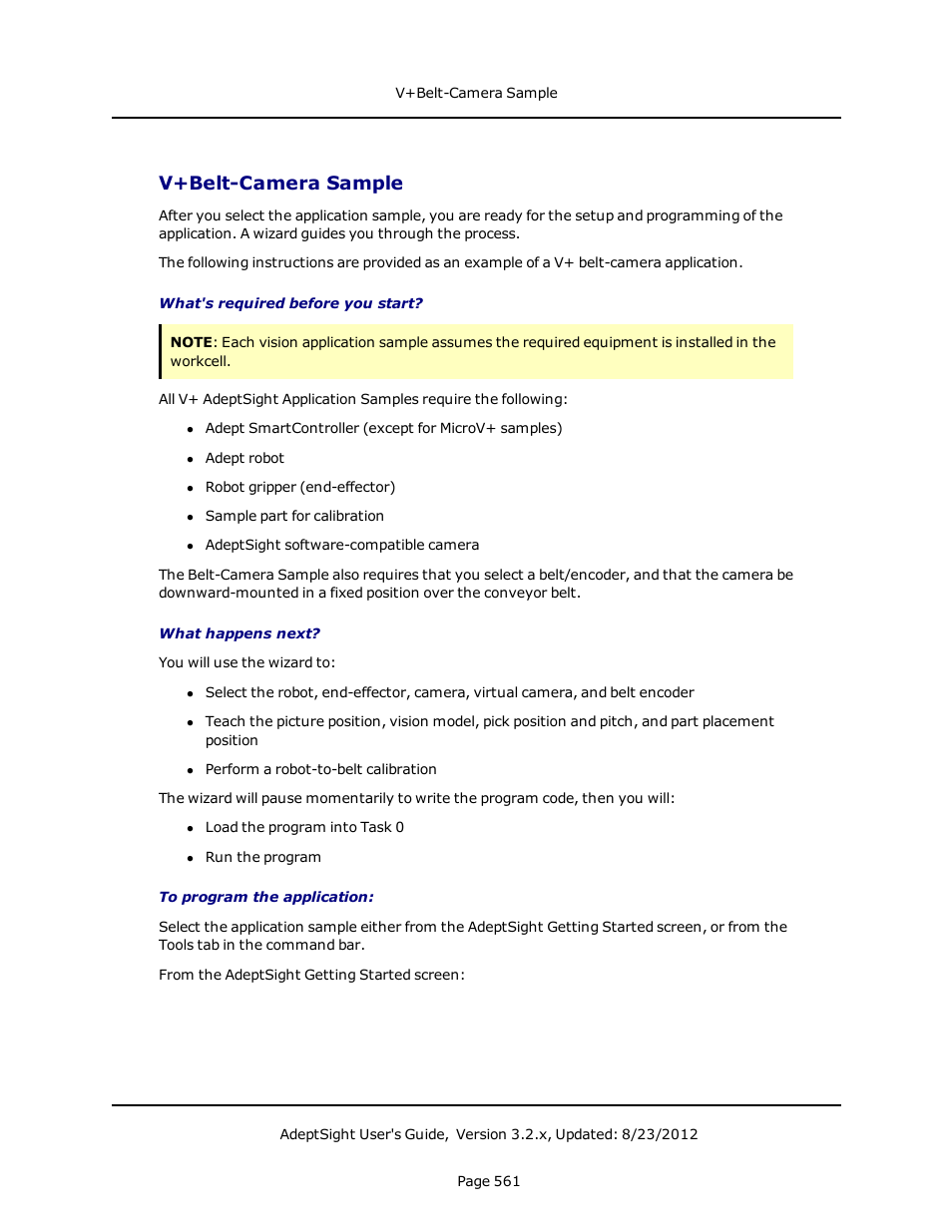 V+belt-camera sample | Adept AdeptSight User Guide User Manual | Page 561 / 646