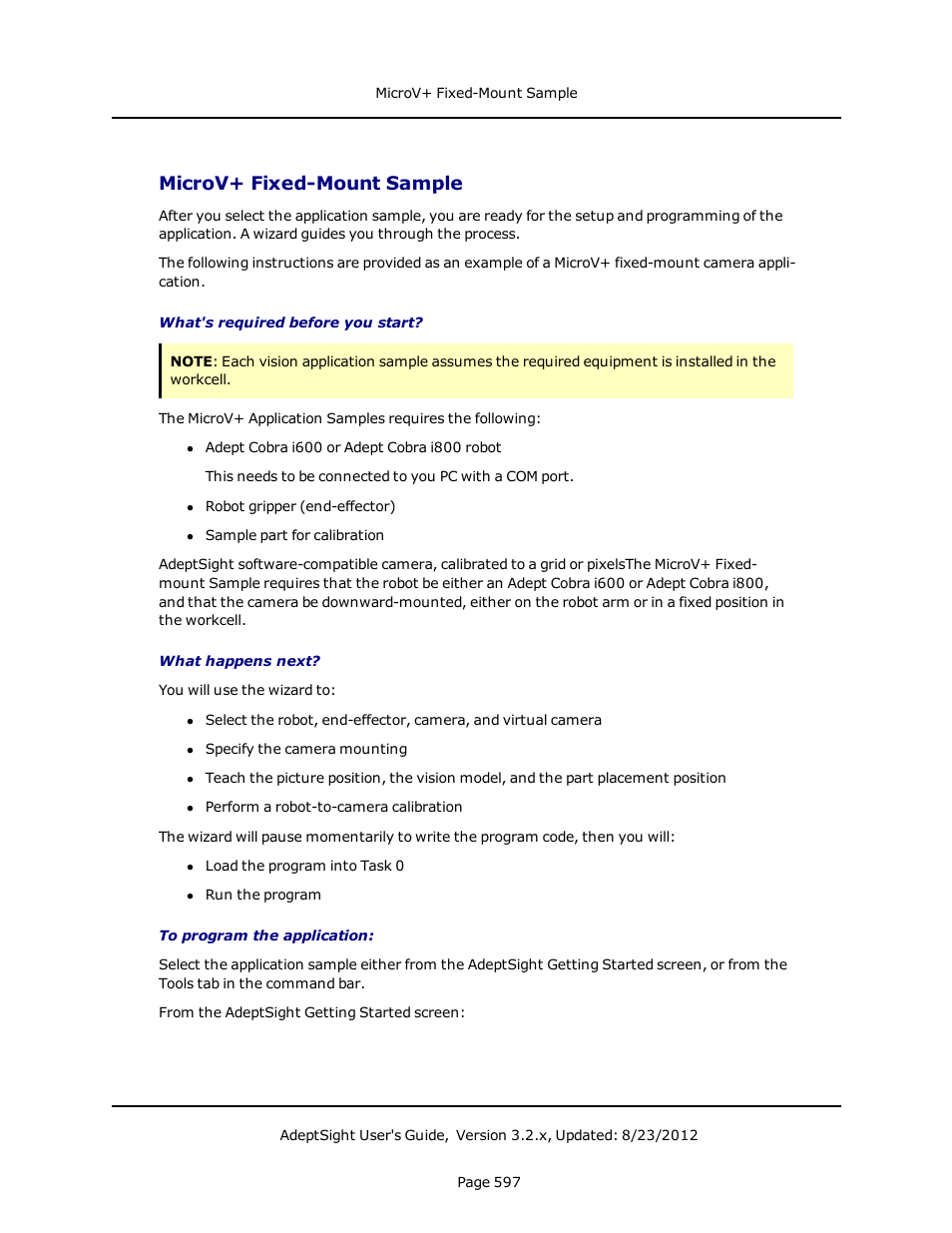 Microv+ fixed-mount sample | Adept AdeptSight User Guide User Manual | Page 597 / 646