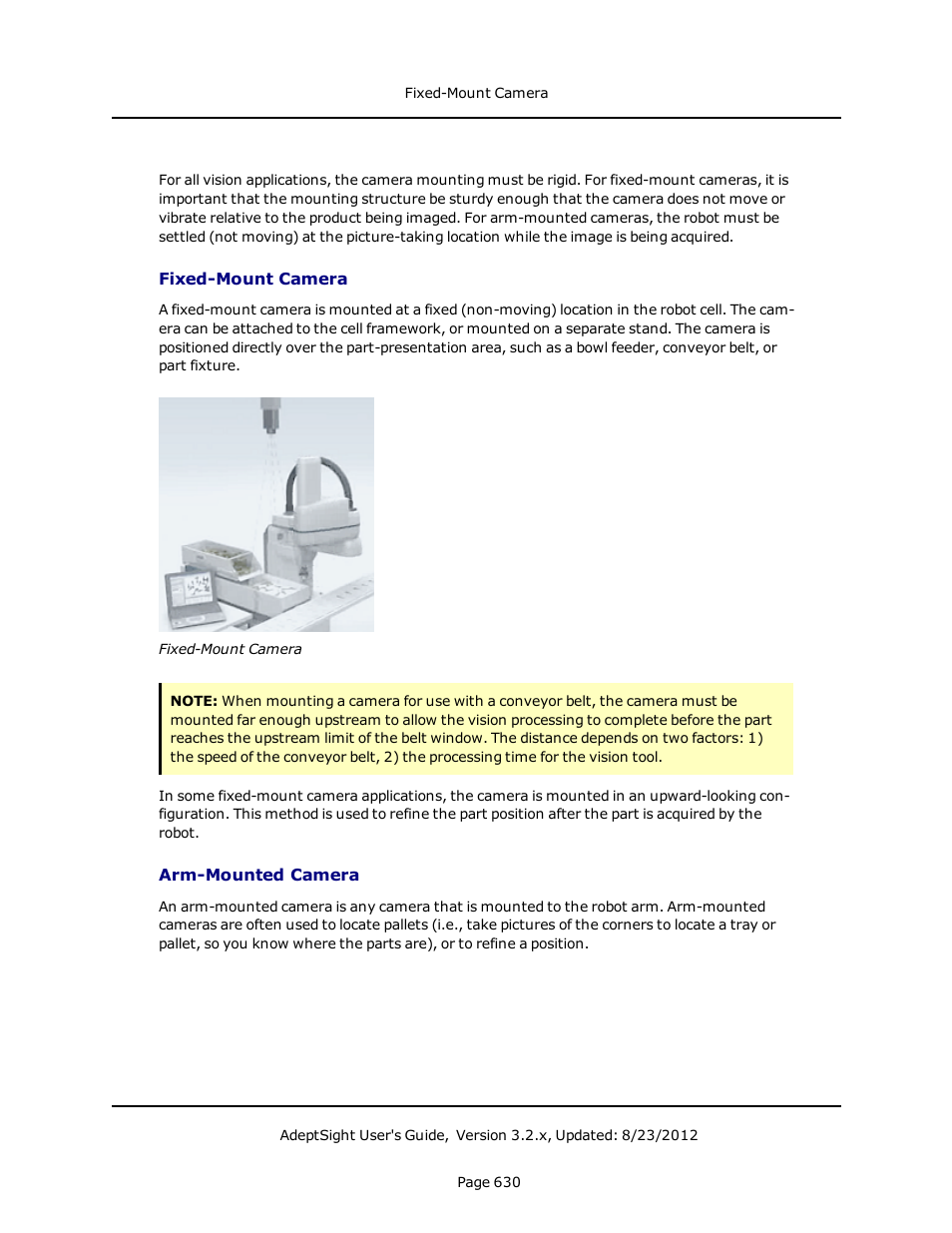 Fixed-mount camera, Arm-mounted camera | Adept AdeptSight User Guide User Manual | Page 630 / 646