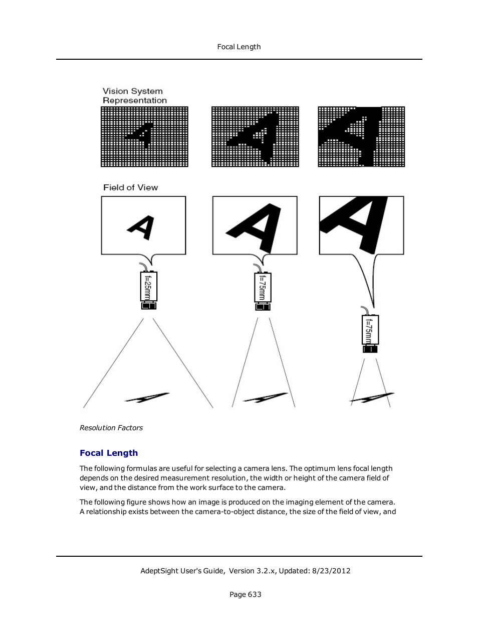 Focal length | Adept AdeptSight User Guide User Manual | Page 633 / 646