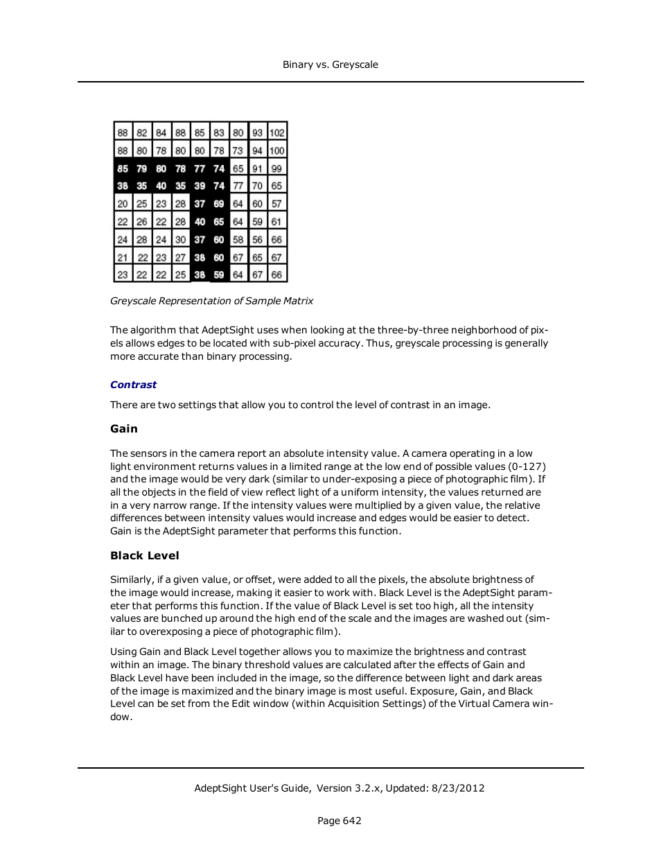 Greys, Cale representation of sample matrix | Adept AdeptSight User Guide User Manual | Page 642 / 646