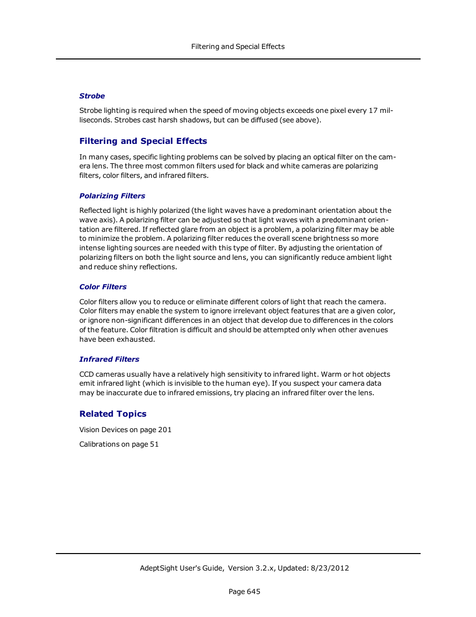 Filtering and special effects, Related topics | Adept AdeptSight User Guide User Manual | Page 645 / 646