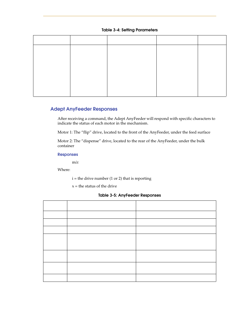 Adept anyfeeder responses, Responses | Adept AnyFeeder User Manual | Page 37 / 68