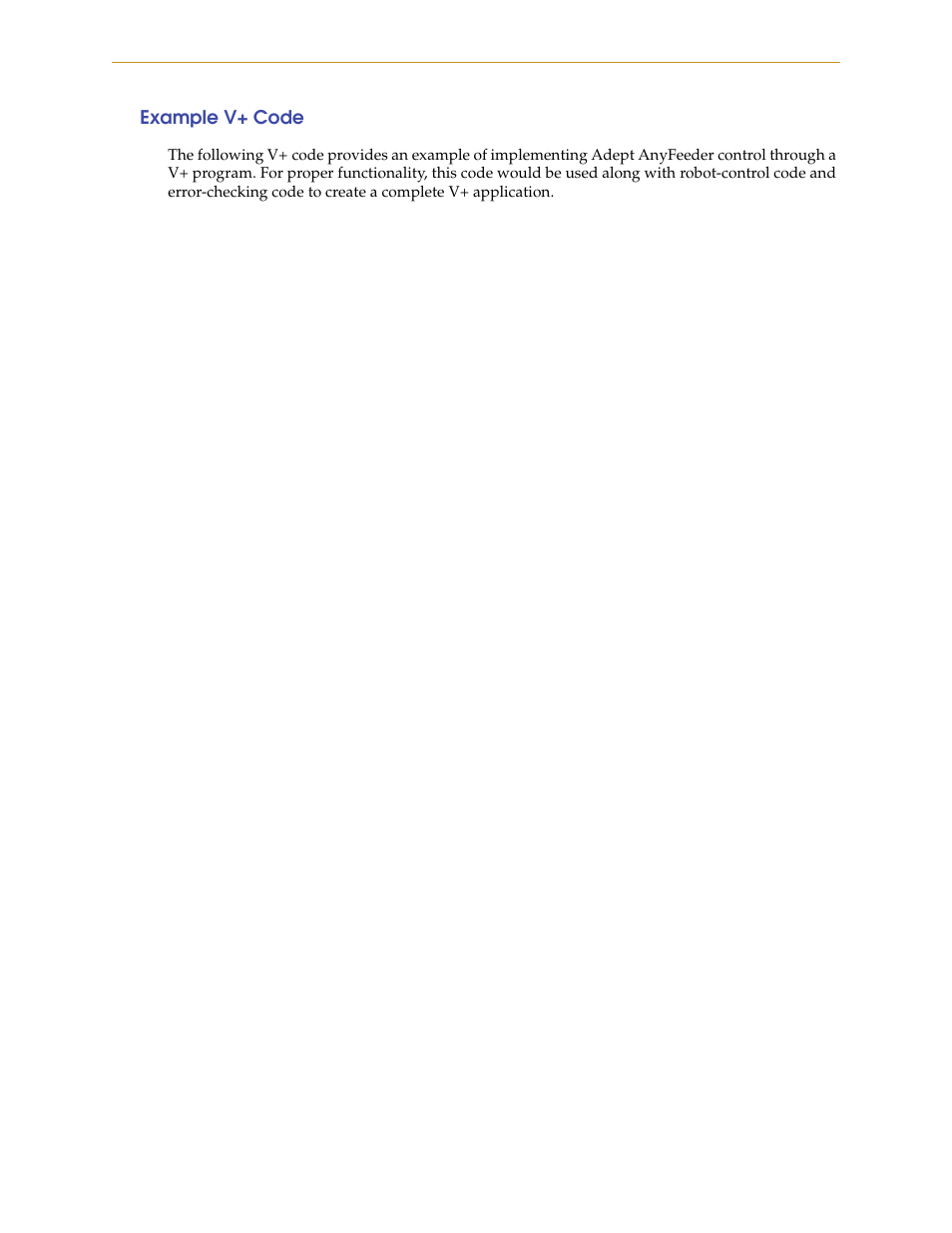 Example v+ code | Adept AnyFeeder User Manual | Page 63 / 68