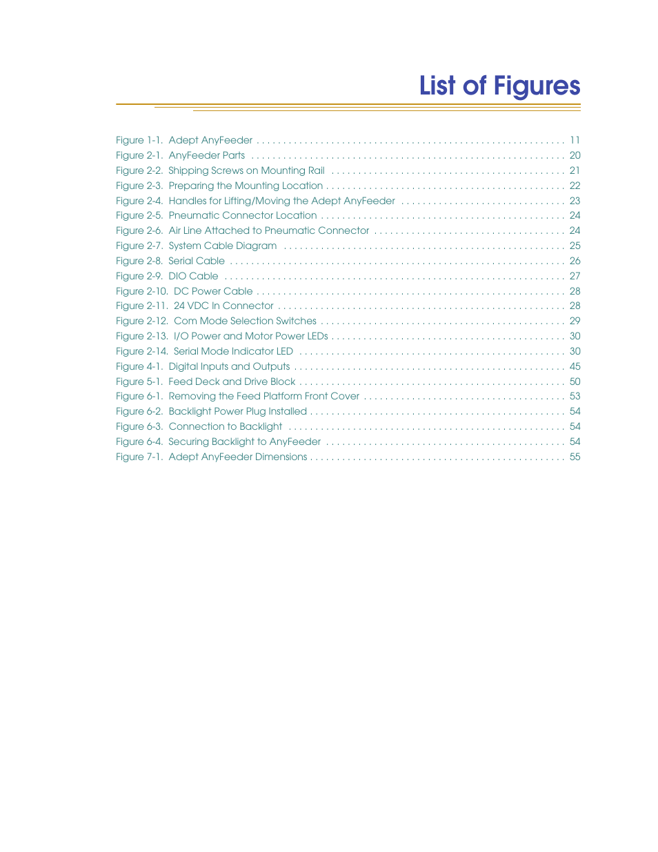 List of figur es | Adept AnyFeeder User Manual | Page 9 / 68