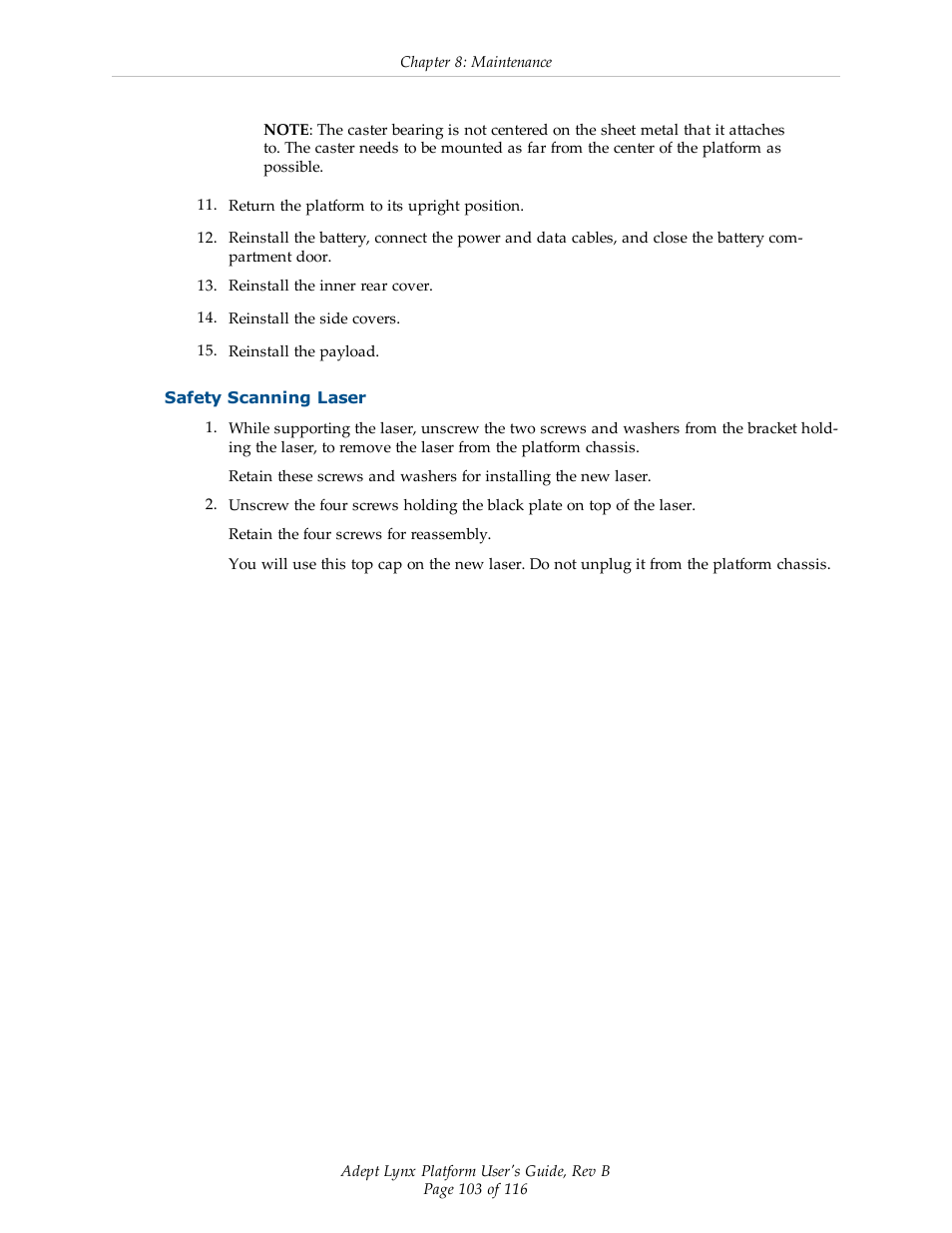 Safety scanning laser | Adept Lynx Platform User Manual | Page 103 / 116