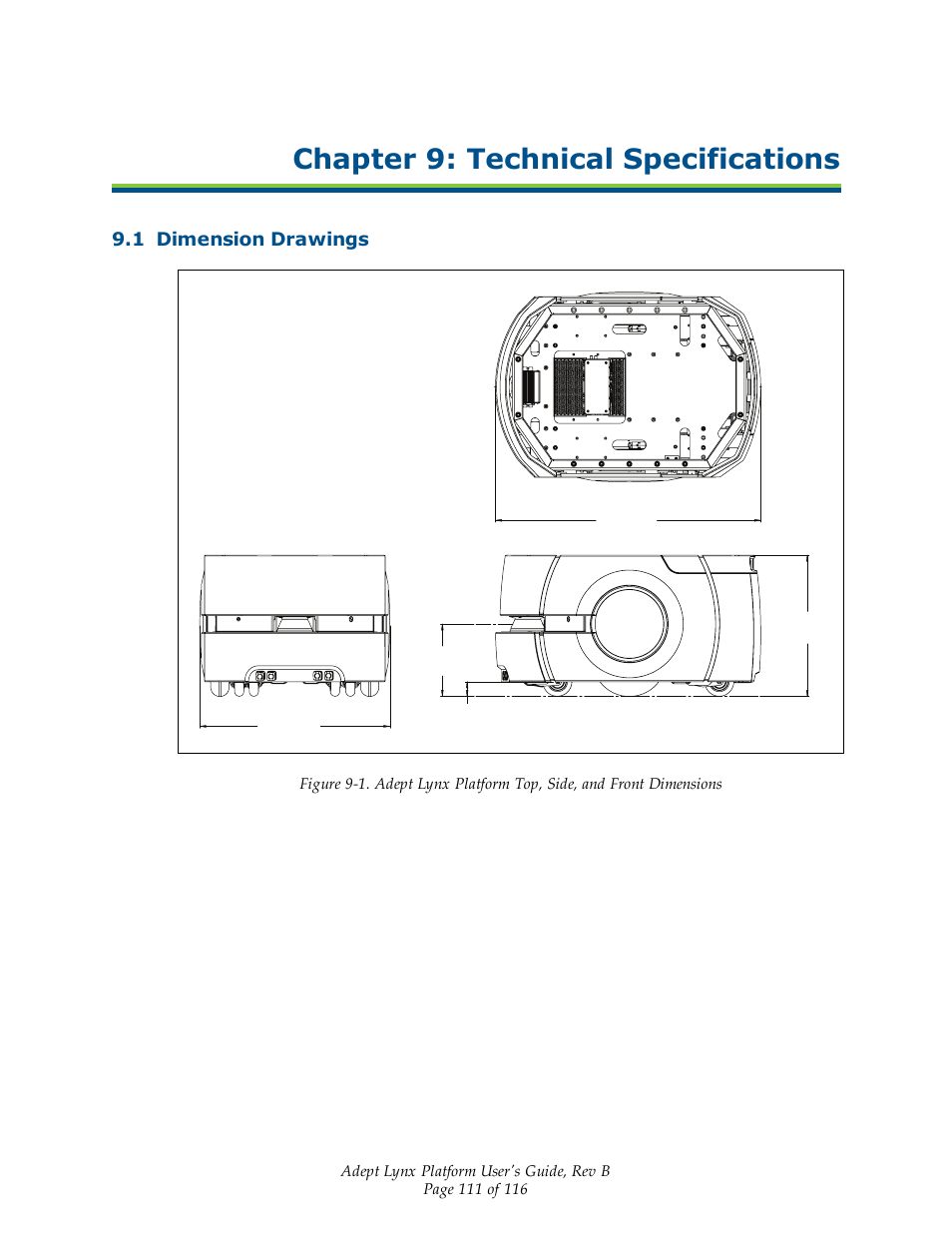 Chapter 9: technical specifications, 1 dimension drawings | Adept Lynx Platform User Manual | Page 111 / 116