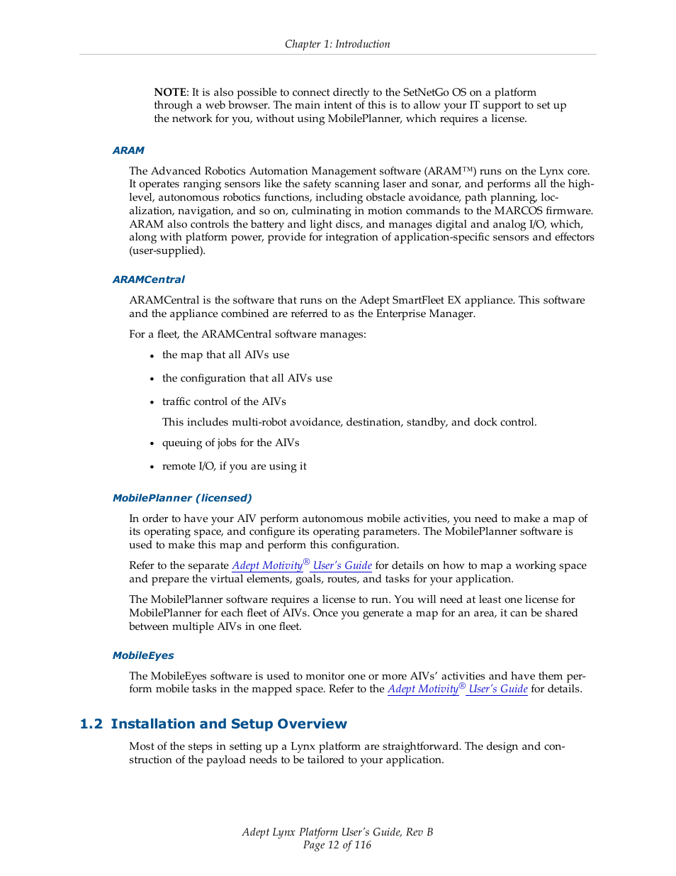 2 installation and setup overview | Adept Lynx Platform User Manual | Page 12 / 116