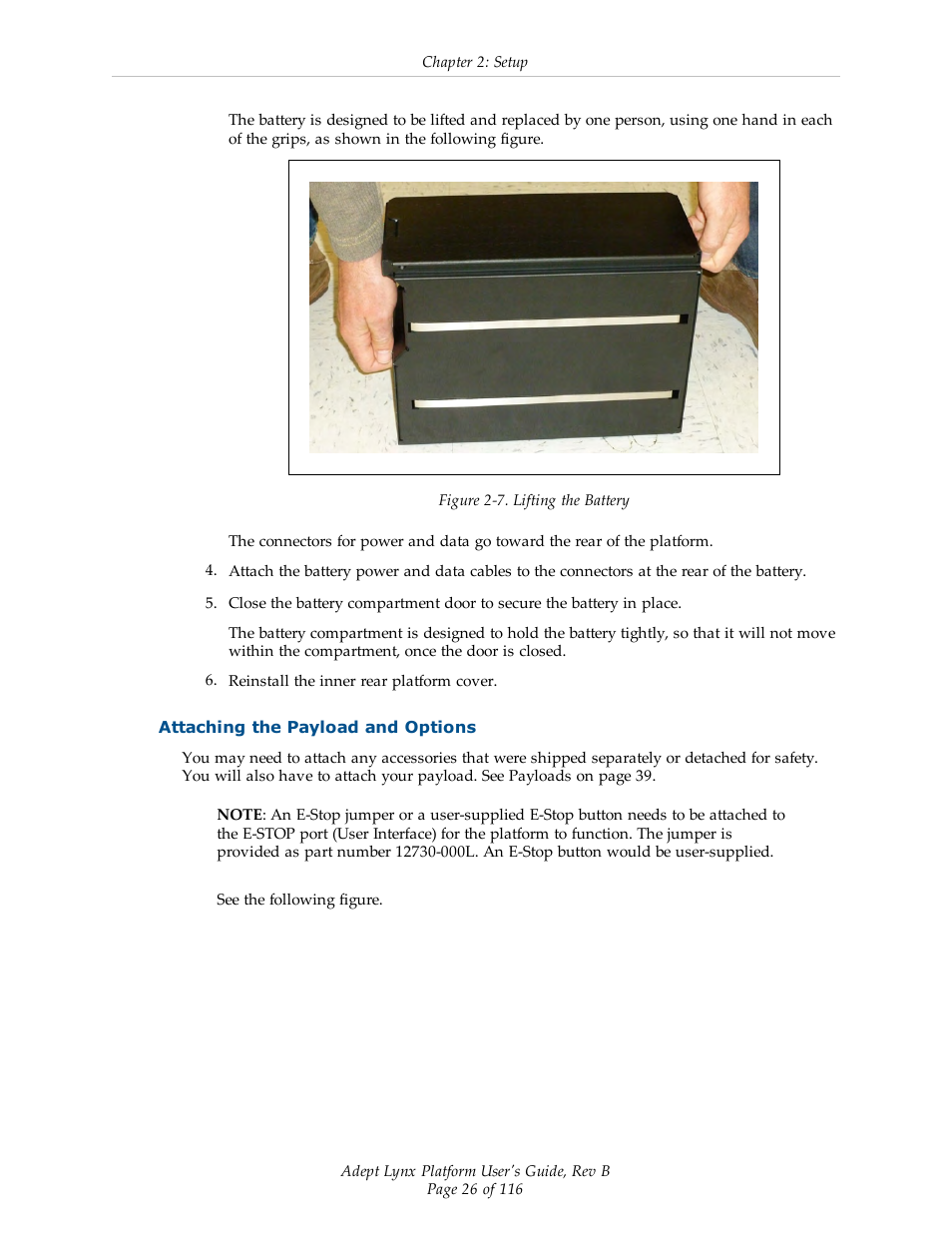 Attaching the payload and options | Adept Lynx Platform User Manual | Page 26 / 116