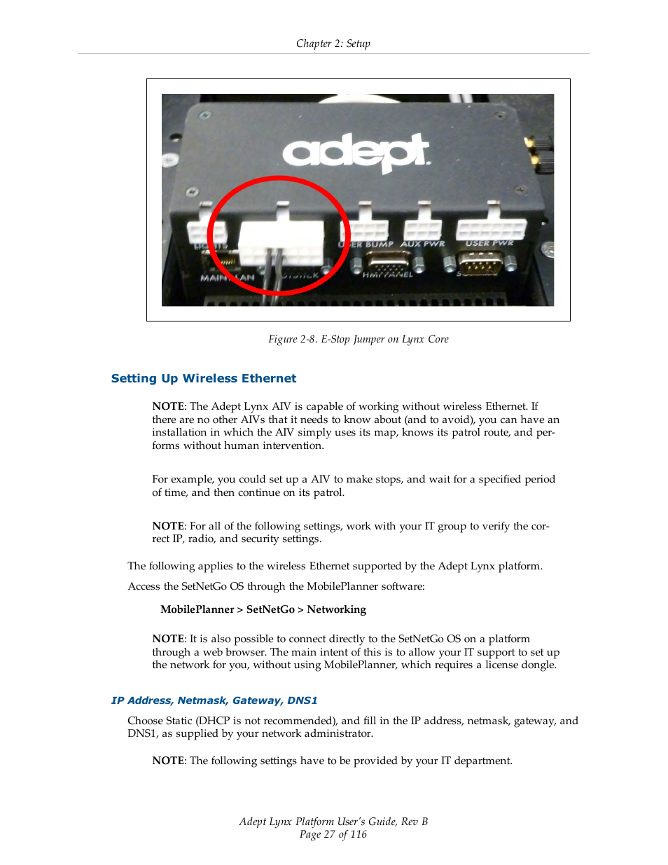 Setting up wireless ethernet | Adept Lynx Platform User Manual | Page 27 / 116