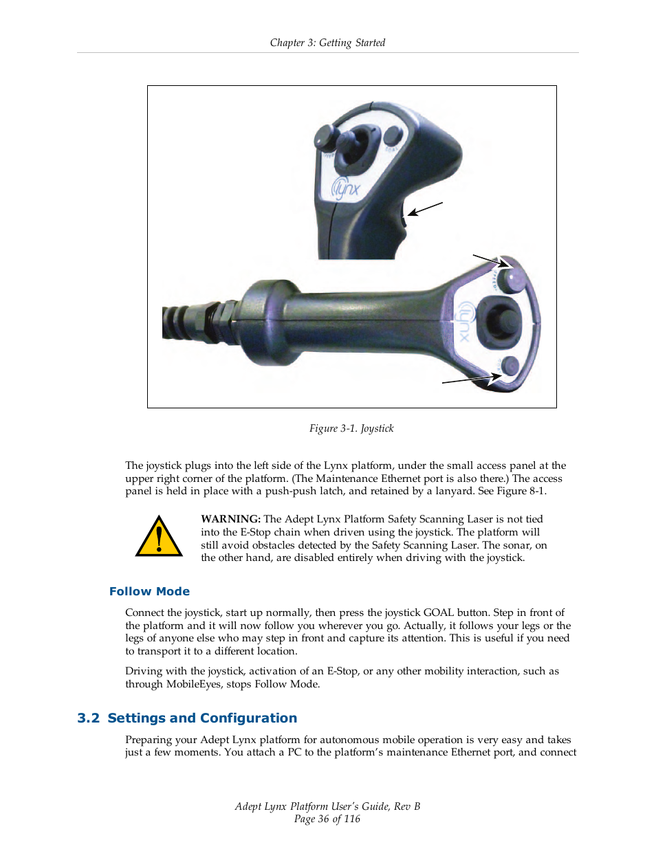 Follow mode, 2 settings and configuration | Adept Lynx Platform User Manual | Page 36 / 116