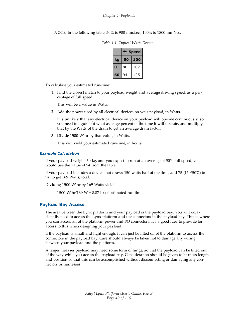 Payload bay access | Adept Lynx Platform User Manual | Page 40 / 116