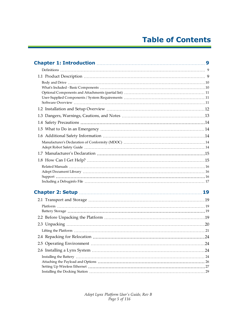 Adept Lynx Platform User Manual | Page 5 / 116