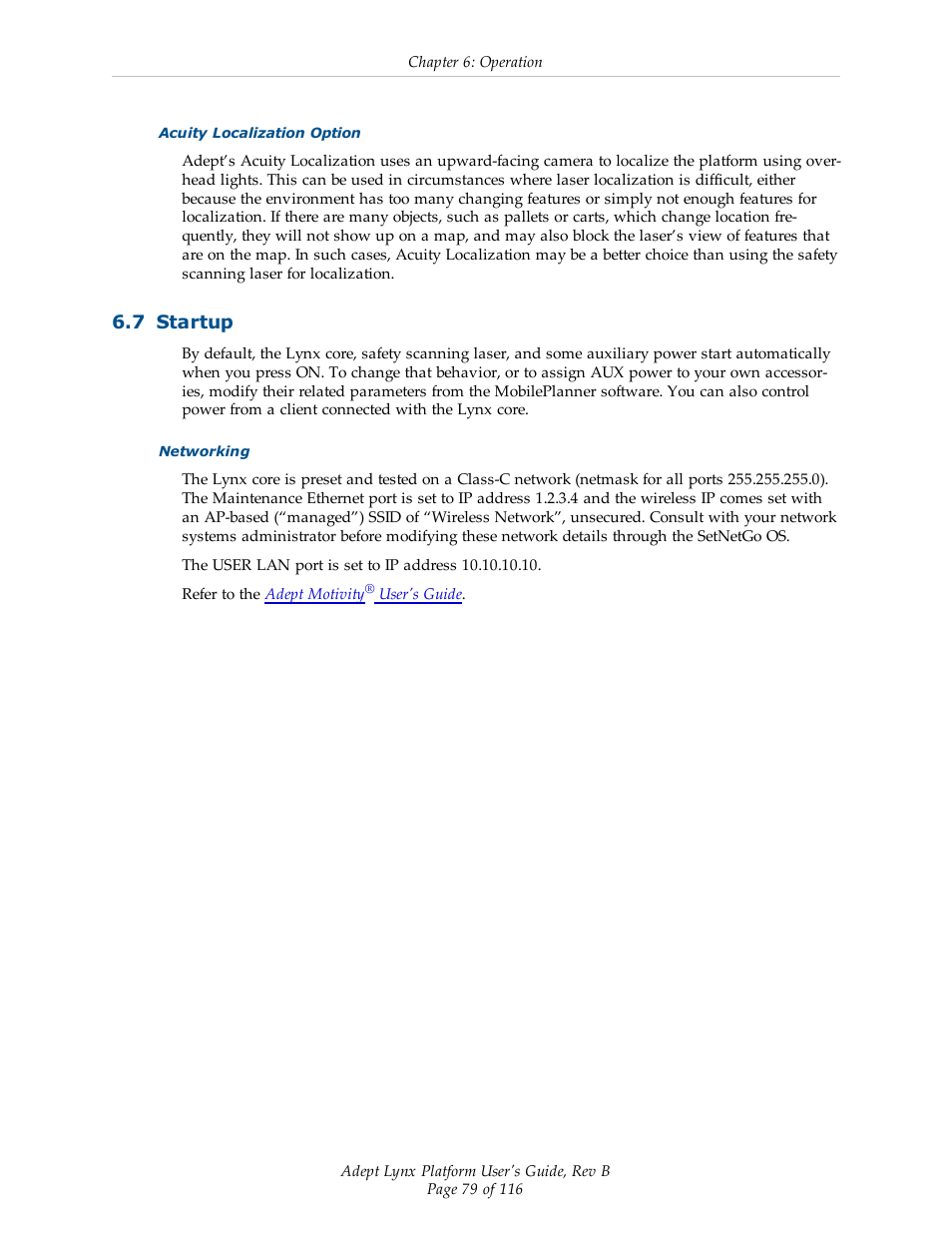 7 startup | Adept Lynx Platform User Manual | Page 79 / 116