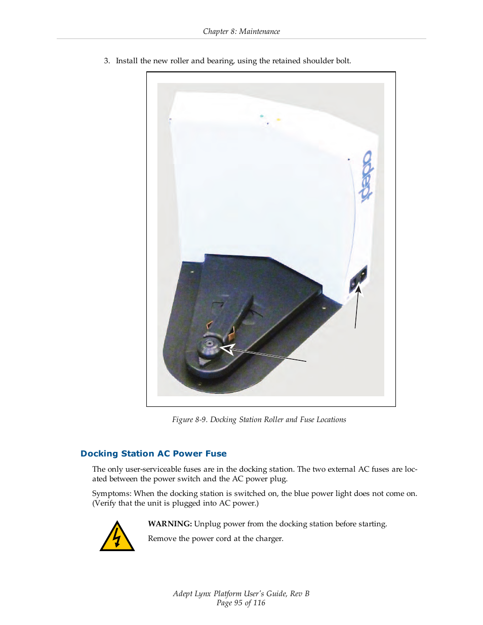 Docking station ac power fuse | Adept Lynx Platform User Manual | Page 95 / 116